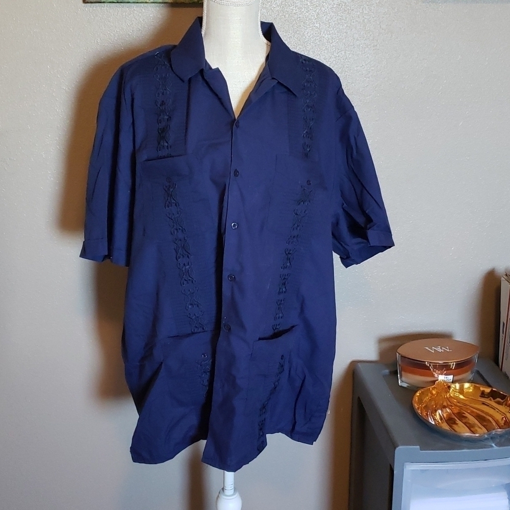 Omega Italy tropical embroidery short sleeve button down shirt